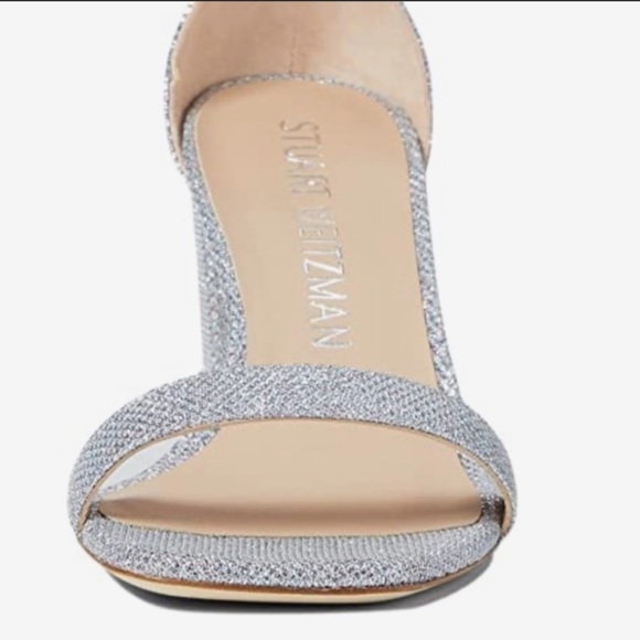 Stuart Weitzman Nudistcurve 75 block heels silver ankle strap sandals Sz 10.5 B - Picture 7 of 16